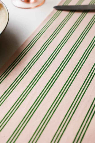 Close-up image of the Cotton Green Stripe Placemat