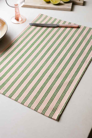 Image of the Cotton Green Stripe Placemat