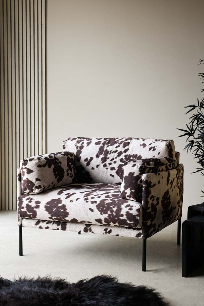 Cowhide Patterned Armchair Rockett St George - Main Image