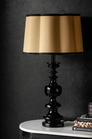Image of the Parchment & Black Scalloped Lampshade
