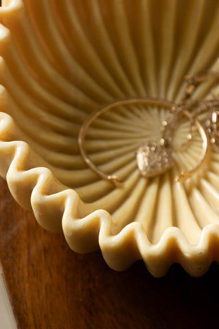 Close-up image of the Cream Shell Shaped Bowl