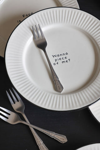 Image of the text on the Cream & Black First Bite Side Plates Set of 4