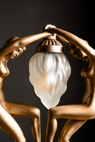 Close-up image of the Dancing Ladies Art Deco Table Lamp