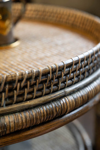Detail image of the Dark Brown Rattan Coffee Table