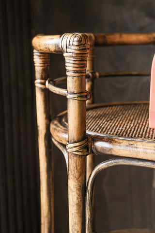 Detail image of the Dark Brown Rattan Console/Drinks Table.