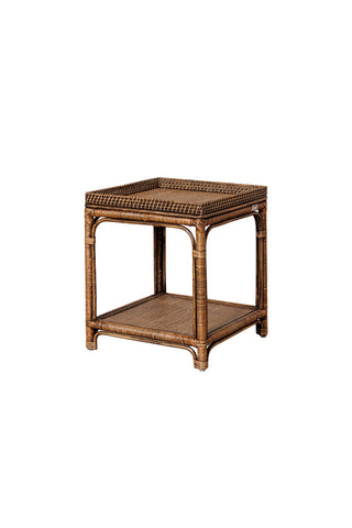 Cutout image of the Dark Brown Rattan Side Table on a white background.