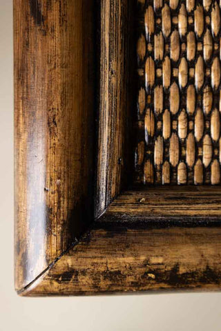 Detail image of the Dark Brown Rattan Console. 