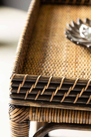 Close-up image of the Dark Brown Rattan Side Table.