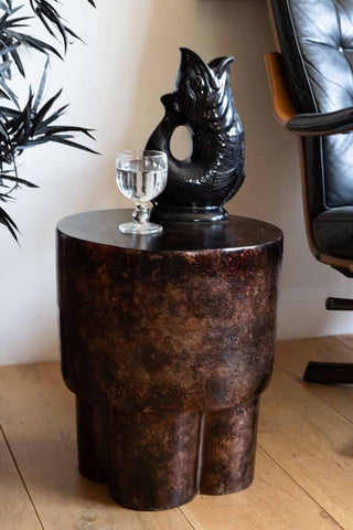 Image of the Dark Copper Mottled Metal Side Table