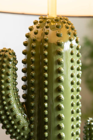 Close-up image of the Dark Green Cactus Table Lamp