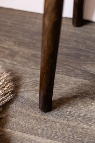 Image of the leg on the Dark Wood Basket Weave 2-Drawer Bedside Table