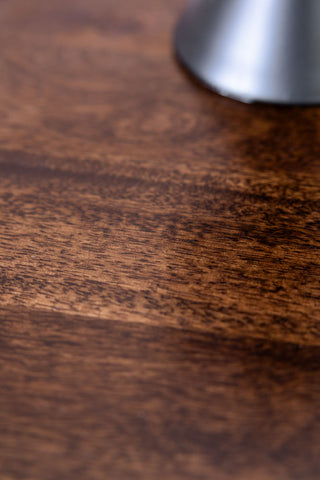 Image of the wood on the Dark Wood Basket Weave 2-Drawer Bedside Table