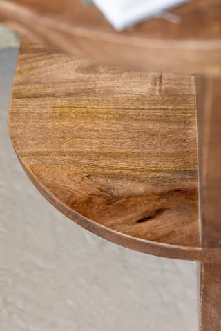 Detail of the lower shelf on the Dark Wood Shelf Side Table