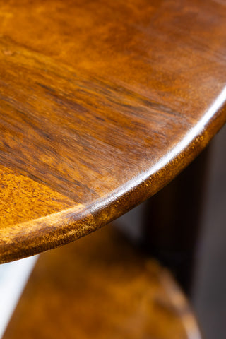 Detail image of the Dark Wood & Brass Oval Side Table