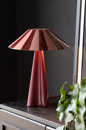 Image of the Deep Red Stripe Table Lamp on