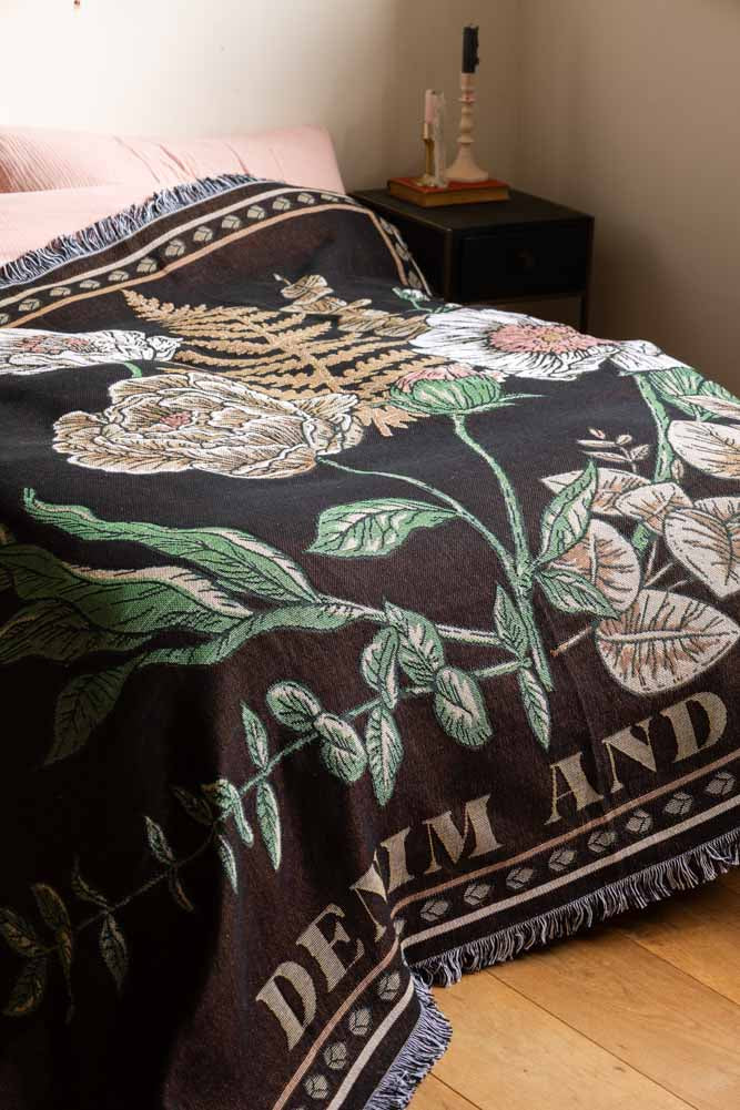 Denim & Bone Scandi Black Woven Cotton Throw | Rockett St George