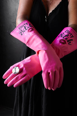 Image of the Dirty Bitch Luxury Washing-up Gloves on