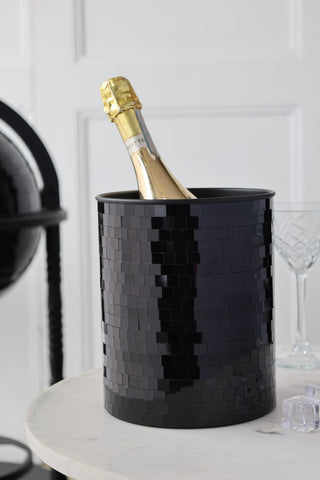 Lifestyle image of the Disco Ball Wine Cooler In Black