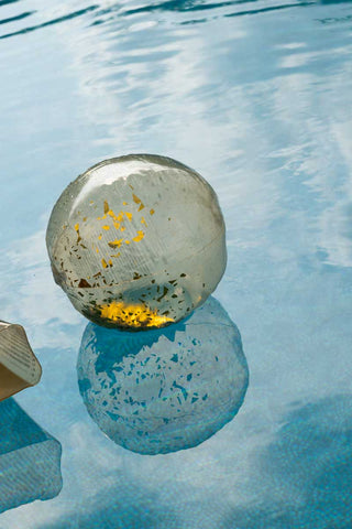 Close-up image of the Disco Gold Inflatable Beach Ball