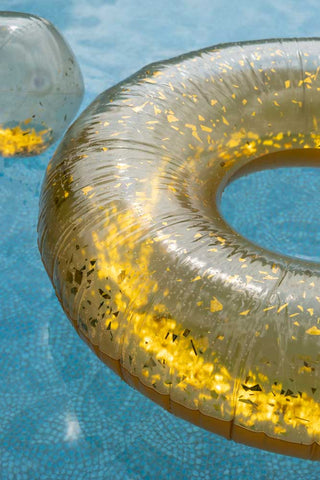 Close-up image of the Disco Gold Inflatable Pool Ring