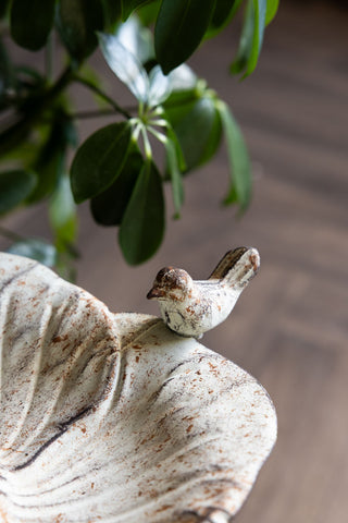 Detail image of the Distressed Metal Flower Bird Bath