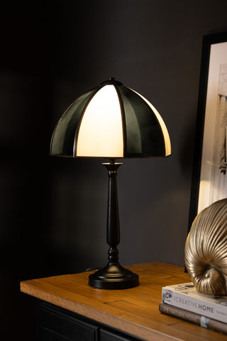 Lifestyle image of the Monochrome Art Deco Dome Table Lamp