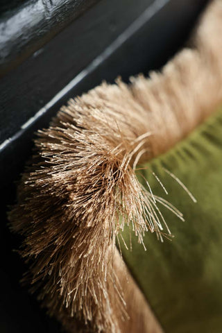 Close-up image of the Dreaming Is Free Velvet Fringe Feather Filled Cushion