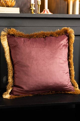 The reverse side of the Dreamland Dragon Fringed Velvet Cushion.