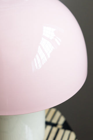 Close-up image of the Dusky Pink & Stone Domed Table Lamp