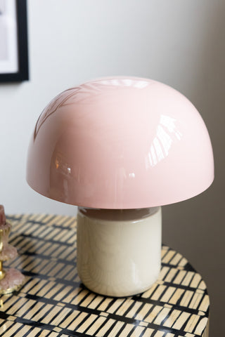 Image of the finish on the Dusky Pink & Stone Domed Table Lamp