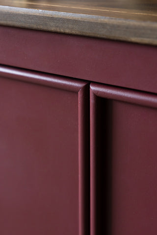 Close-up of the front of the Emporium Brick Red Sideboard.