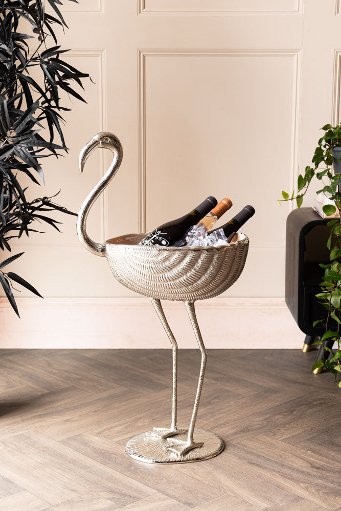 Enamel Metallic Pale Pink Flamingo Wine Cooler Rockett St