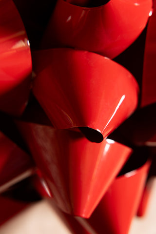 Close-up of the edges of the Large Red Gift Bow Christmas Decoration.