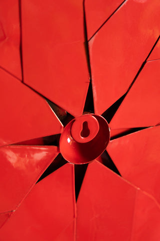 Close-up of the fixing on the reverse side of the Large Red Gift Bow Christmas Decoration.