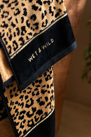 Detail shot of the Wet & Wild Leopard Print Hand Towel 