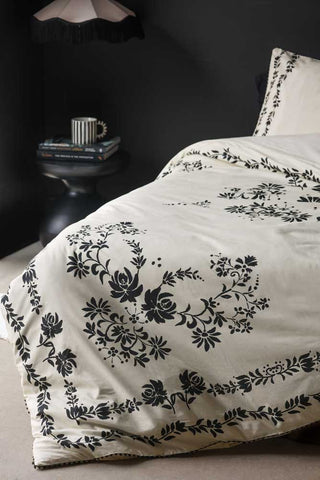 Close-up image of the Floral Folk Duvet Cover and Pillow Case Set - Four Sizes Available