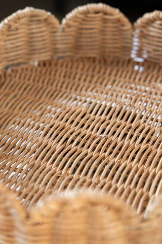 Image of the material for the Footed Round Rattan Scalloped Display Stand