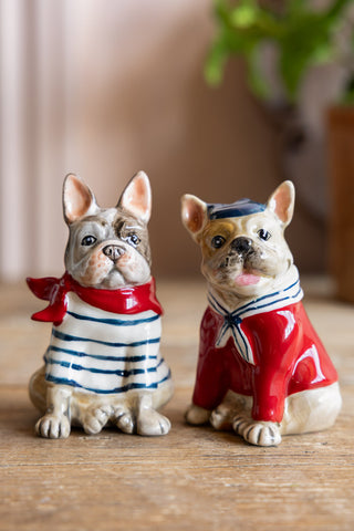 The two dogs from the French Bulldog Salt & Pepper Shaker Set.
