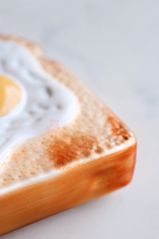 Close-up image of the Fried Egg On Toast Christmas Decoration