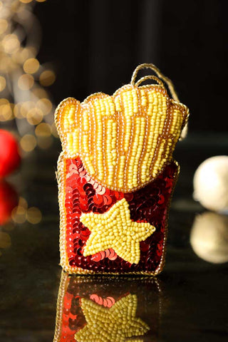 Image of the Beaded Box Of Fries Christmas Decoration
