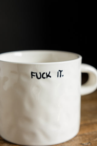 Close-up image of the Fuck It Mug