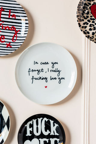 Image of the Fucking Love You Decorative Wall Plate on a wall