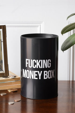 Lifestyle image of the Black & White Fucking Money Box
