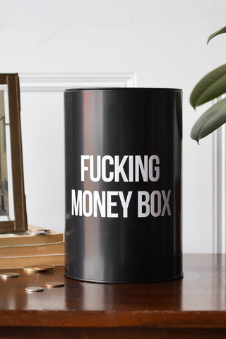 Image of the text for the Black & White Fucking Money Box