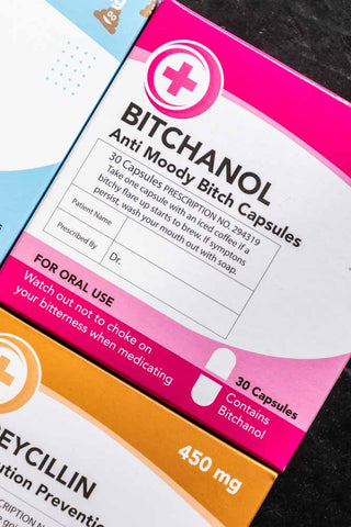 Close-up of the Bitchanol Mints Pill Packet.