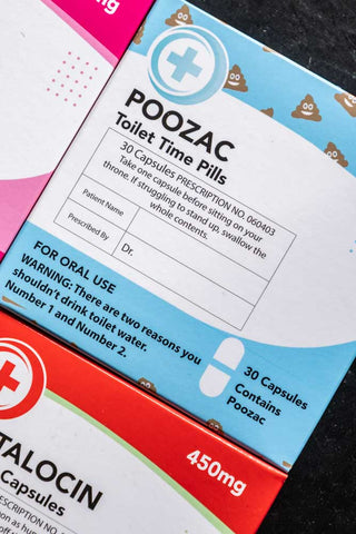 Close-up of the Poozac Mints Pill Packet.