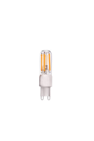 Cutout image of the Clear G9 3W Light Bulb on a white background. 
