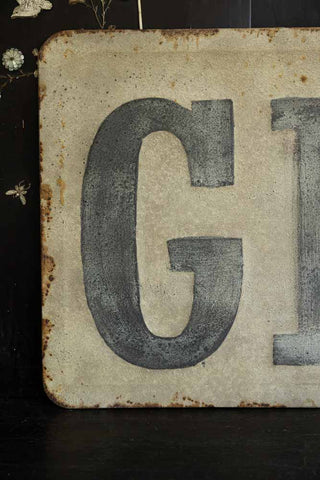 Close-up image of the Gin Metal Wall Art Sign