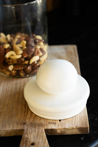 Image of the lid for the Glass Storage Jar With White Ceramic Lid - Small