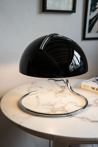 Image of the Retro Black Glass Table Lamp on